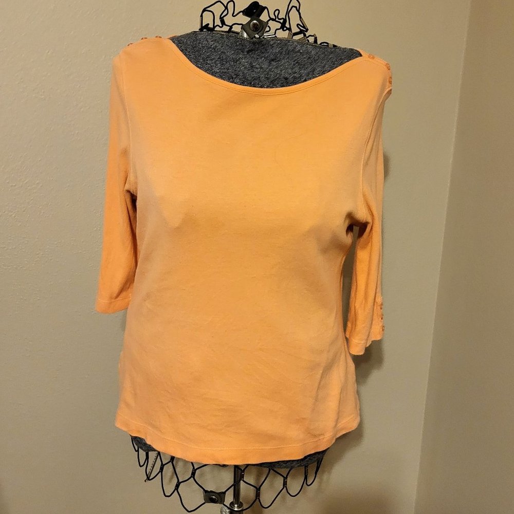 Westbound Women's Petites, Top Crew Neck Cotton, Soft Orange, PL